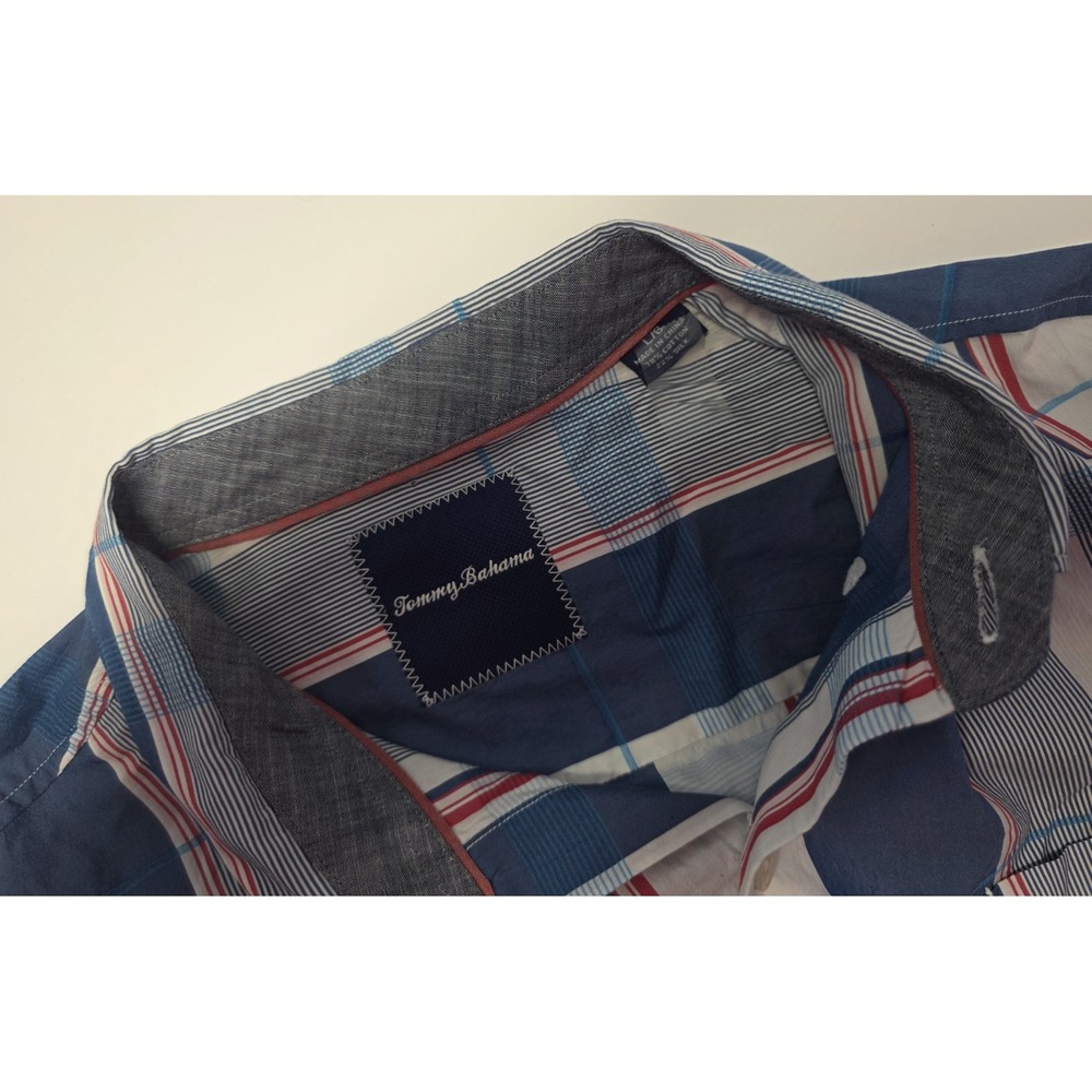 Tommy Bahama Mens Size L Silk Blend Long Sleeve Plaid Button Down Shirt American